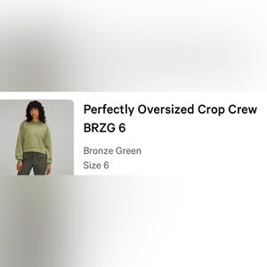 Lululemon perfectly oversized crop crew
Size 6